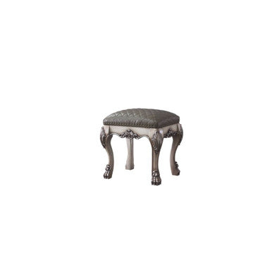 ACME 28195 Dresden Vanity Stool, Vintage Bone White & PU ACME Furniture