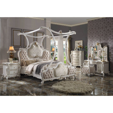 ACME 28204CK Picardy California King Bed with Canopy, Fabric & Antique Pearl ACME Furniture