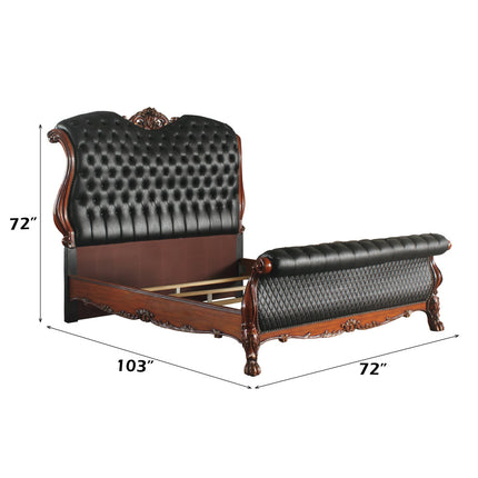 ACME 28230Q Dresden Queen Bed, PU & Cherry Oak