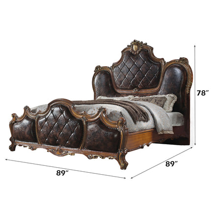 ACME 28237EK Picardy Eastern King Bed, PU & Cherry Oak