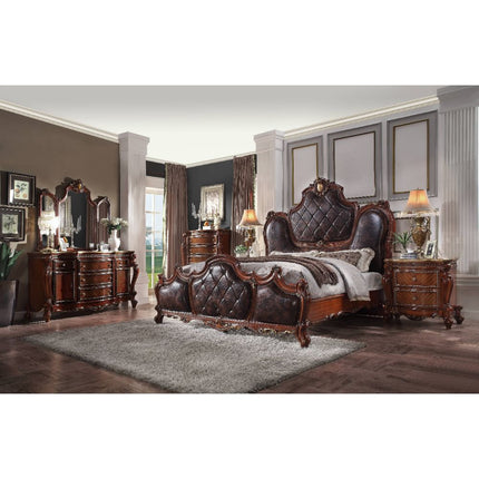 ACME 28240Q Picardy Queen Bed, PU & Cherry Oak