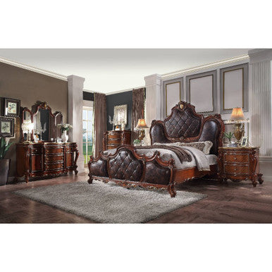 ACME 28240Q Picardy Queen Bed, PU & Cherry Oak ACME Furniture