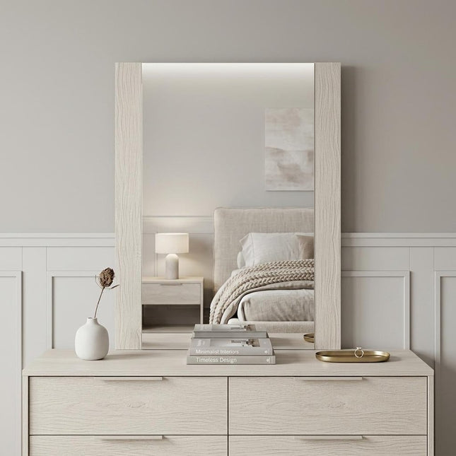 41" Beige Wood Framed Mounted Dresser Mirror HomeRoots