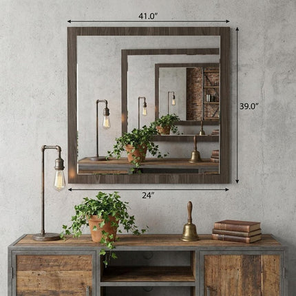 41" Gray Square Framed Mounted Accent Mirror HomeRoots