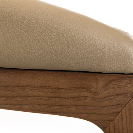 Taupe and Brown Upholstered Faux Leather Curved Back Dining Arm Chair HomeRoots