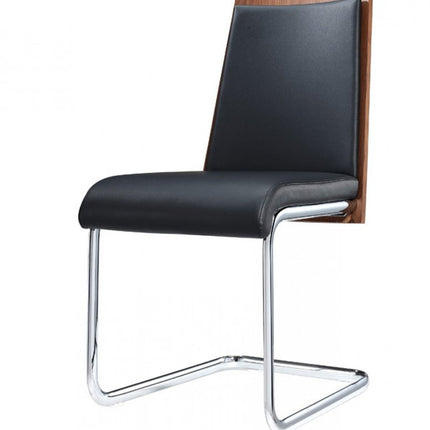 Set of Two Black and Silver Upholstered Faux Leather Dining Parsons Chairs HomeRoots