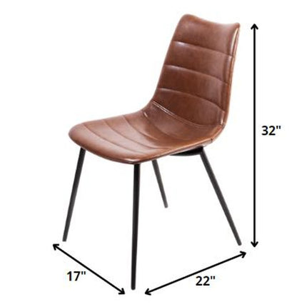 Set of Two Brown and Black Upholstered Faux Leather Dining Side Chairs HomeRoots