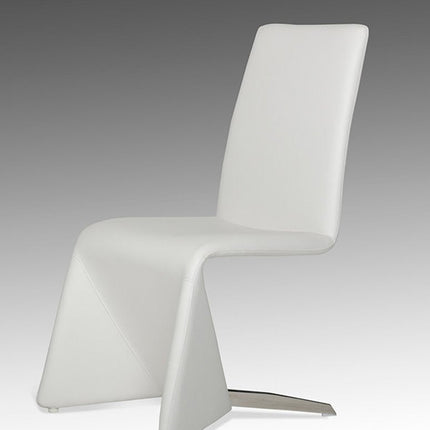 Set of Two White Upholstered Faux Leather Dining Side Chairs HomeRoots
