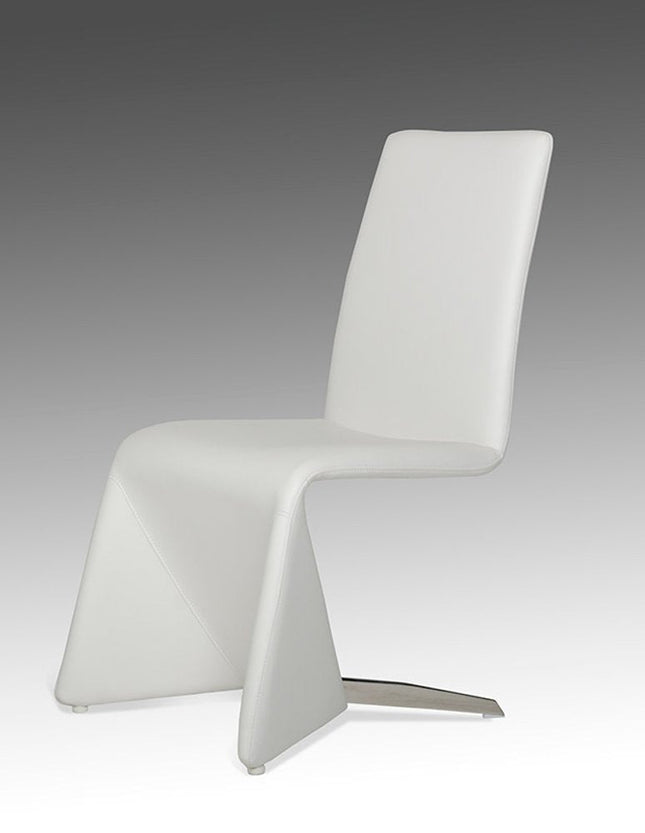 Set of Two White Upholstered Faux Leather Dining Side Chairs HomeRoots