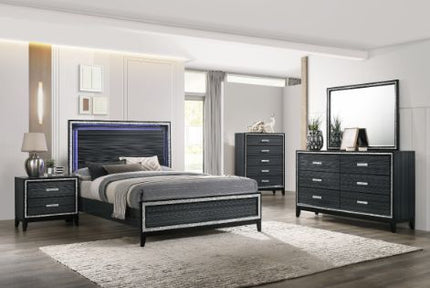 ACME 28427EK Haiden Eastern King Bed, LED & Weathered Black Finish