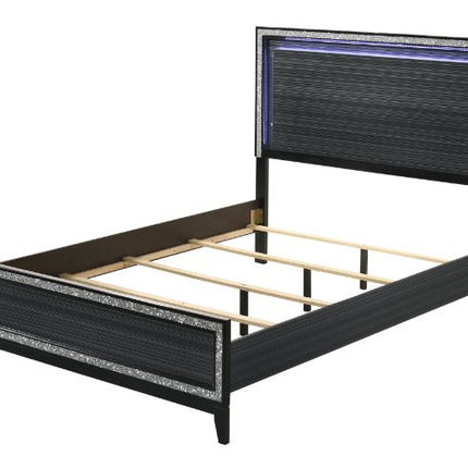 ACME 28430Q Haiden Queen Bed, LED & Weathered Black Finish