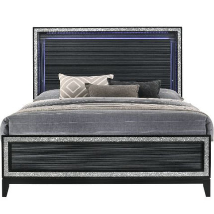 ACME 28430Q Haiden Queen Bed, LED & Weathered Black Finish