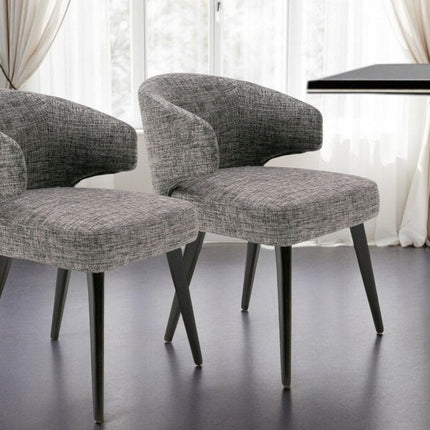 Gray and Black Upholstered Fabric Wing Back Dining Arm Chair HomeRoots