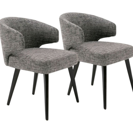 Gray and Black Upholstered Fabric Wing Back Dining Arm Chair HomeRoots