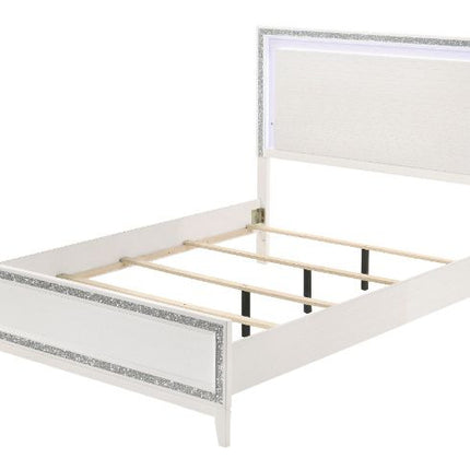 ACME 28447EK Haiden Eastern King Bed, LED & White Finish