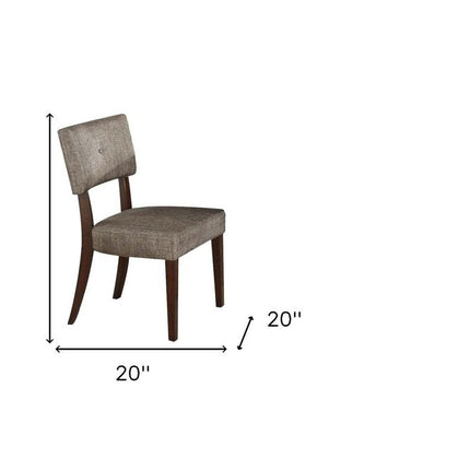 Set of Two Tufted Gray And Brown Upholstered Fabric Open Back Dining Side Chairs HomeRoots