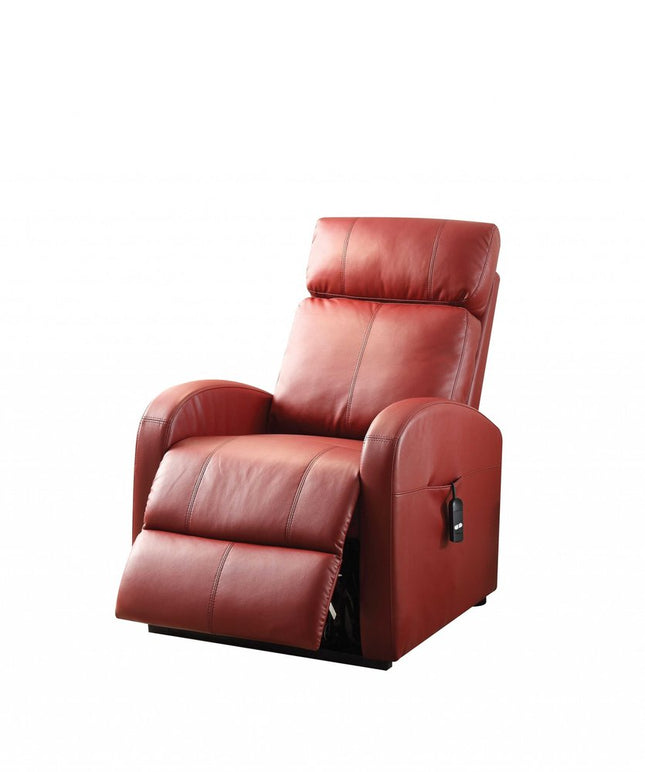 28" Red Tufted Faux Leather Power Lift Assist Recliner HomeRoots