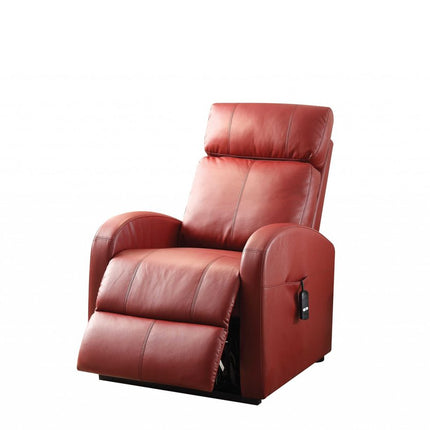 28" Red Tufted Faux Leather Power Lift Assist Recliner HomeRoots