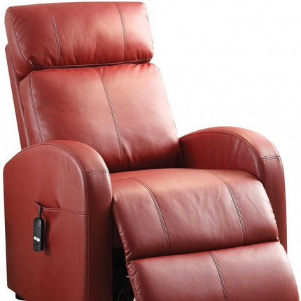 28" Red Tufted Faux Leather Power Lift Assist Recliner HomeRoots