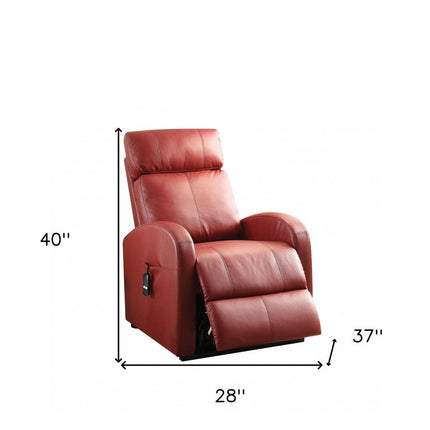 28" Red Tufted Faux Leather Power Lift Assist Recliner HomeRoots