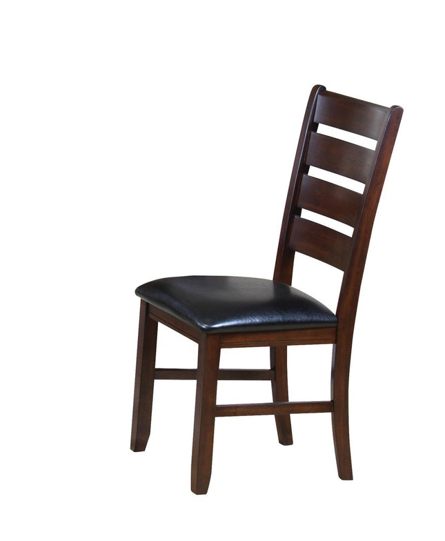 Set of Two Black And Dark Brown Upholstered Faux Leather Slat Back Dining Side Chairs HomeRoots