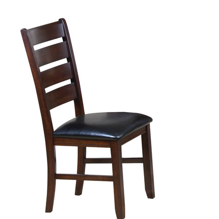 Set of Two Black And Dark Brown Upholstered Faux Leather Slat Back Dining Side Chairs HomeRoots