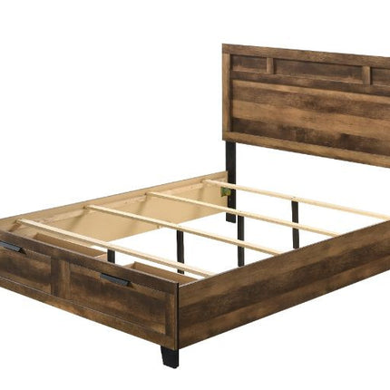 ACME 28587EK Morales Storage Eastern King Bed, Rustic Oak Finish