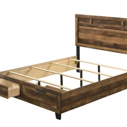 ACME 28587EK Morales Storage Eastern King Bed, Rustic Oak Finish