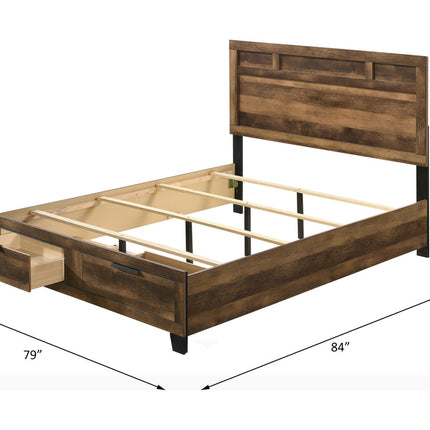 ACME 28587EK Morales Storage Eastern King Bed, Rustic Oak Finish