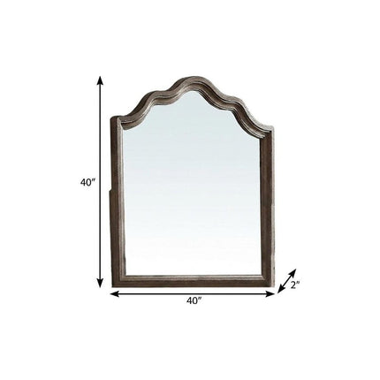 40" Gray Solid Wood Arch Dresser Mount Framed Mirror HomeRoots
