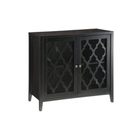 34" Black Sideboard with Two Glass Doors HomeRoots