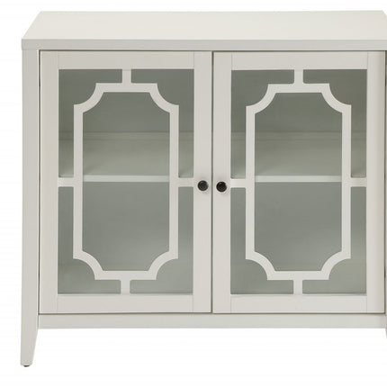 34" Black Sideboard with Two Glass Doors HomeRoots