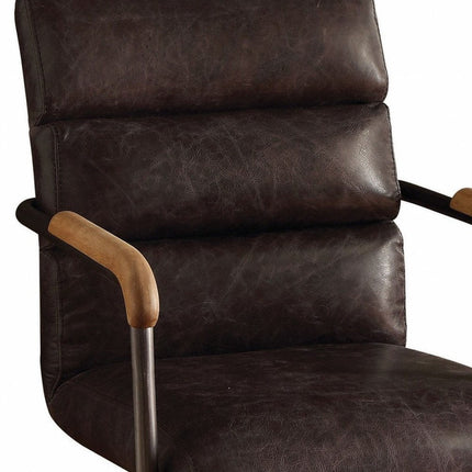 Black Adjustable Swivel Faux Leather Rolling Office Chair HomeRoots