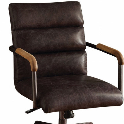 Black Adjustable Swivel Faux Leather Rolling Office Chair HomeRoots