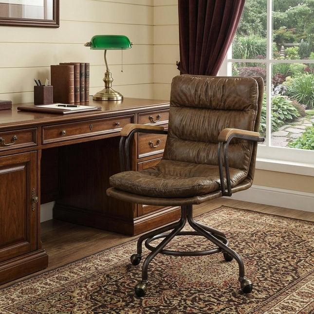Coffee and Dark Brown Swivel Rolling Executive Office Chair HomeRoots