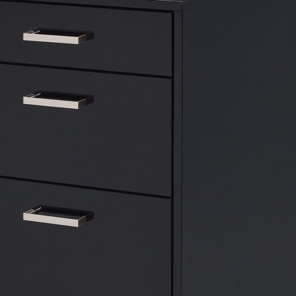 28" Black Wood And Metal Three Drawers Filing Cabinet HomeRoots