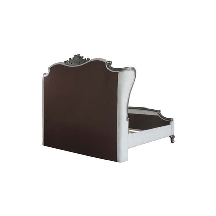 ACME 28827EK House Delphine Eastern King Bed, Two Tone Ivory Fabric & Charcoal Finish