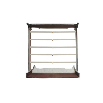 ACME 28827EK House Delphine Eastern King Bed, Two Tone Ivory Fabric & Charcoal Finish
