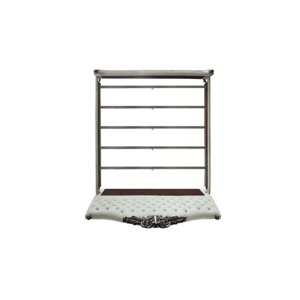ACME 28847EK House Delphine Eastern King Bed, Two Tone Ivory Fabric & Charcoal Finish