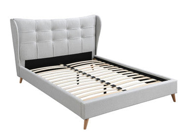 ACME 28957EK Duran Eastern King Bed, Light Gray Fabric ACME Furniture