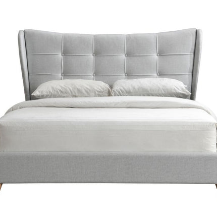 ACME 28957EK Duran Eastern King Bed, Light Gray Fabric