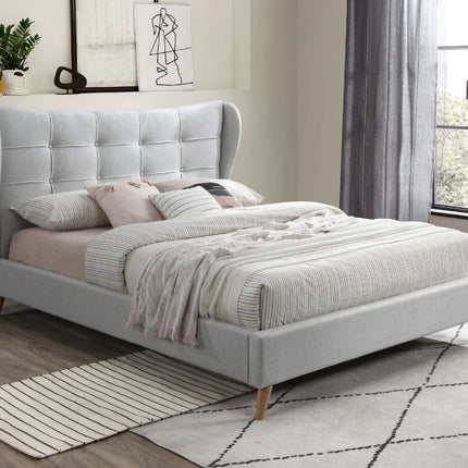 ACME 28957EK Duran Eastern King Bed, Light Gray Fabric