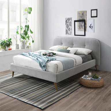 ACME 28977EK Graves Eastern King Bed, Gray Fabric ACME Furniture