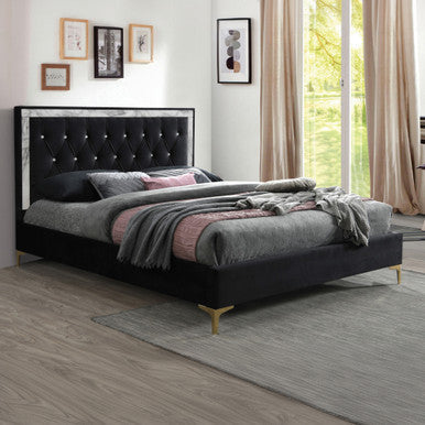 ACME 28987EK Rowan Eastern King Bed, Black Fabric ACME Furniture