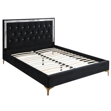 ACME 28990Q Rowan Queen Bed, Black Fabric