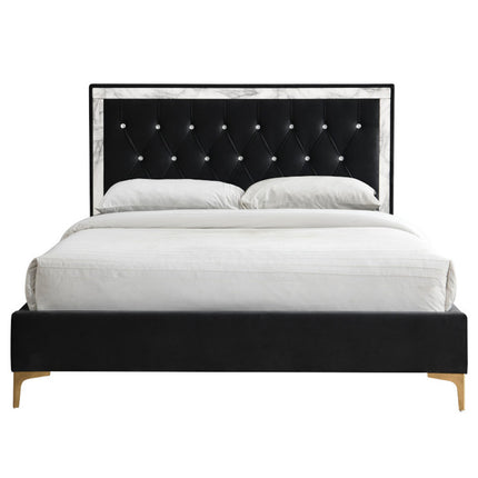 ACME 28990Q Rowan Queen Bed, Black Fabric