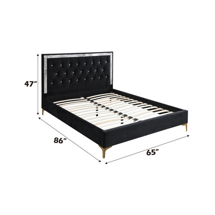 ACME 28990Q Rowan Queen Bed, Black Fabric