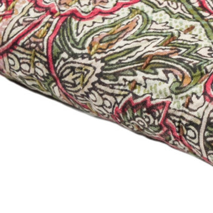 50" X 70" Green and Red Kantha Cotton Damask Throw Blanket with Embroidery HomeRoots
