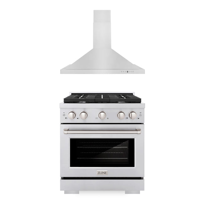 ZLINE 30" Kitchen Package with Stainless Steel Gas Range and Convertible Vent Range Hood (2KP-SGRRH30) Plaza Home Decor