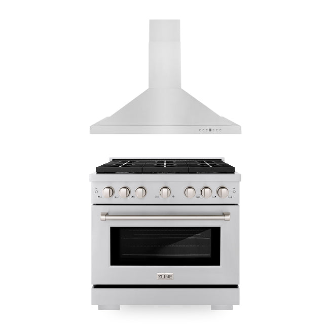 ZLINE 36" Kitchen Package with Stainless Steel Gas Range and Convertible Vent Range Hood (2KP-SGRRH36) Plaza Home Decor